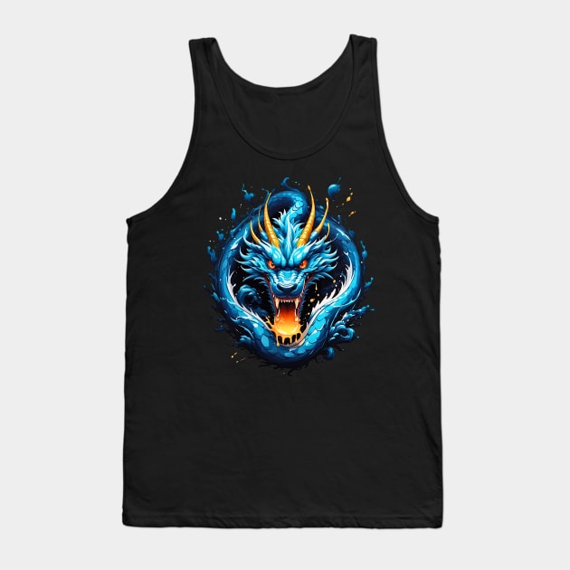 Roaring Blue Sapphire Dragon retro vintage 80s design Tank Top by Neon City Bazaar